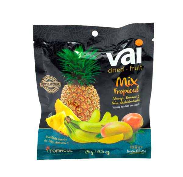 ¿Buscas una opción saludable y deliciosa para tus snacks diarios? ¡Prueba nuestra mezcla de frutos tropicales deshidratados! Mango, piña y banano en trozos, listos para disfrutar en cualquier momento y lugar. ¡100% natural y lleno de sabor!